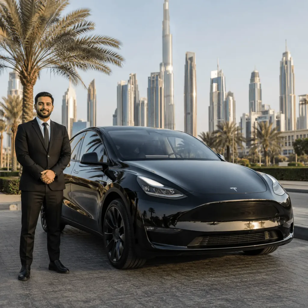 Tesla Model Y Hire with Driver Dubai