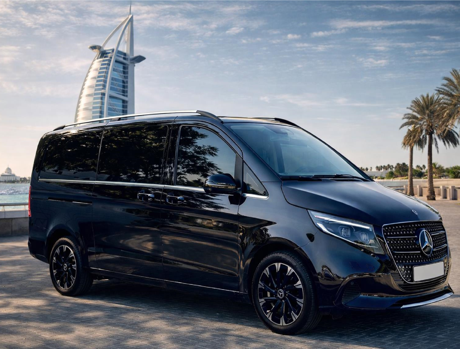 Black Mercedes-Benz V-Class Outside Burj Al Arab