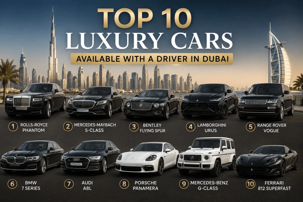 Top10  Luxury Cars Available With a Driver in Dubai